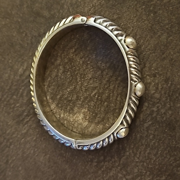 BRIGHTON Pearl Magic Silver Plated Bangle Clamper Bracelet - Picture 3 of 8